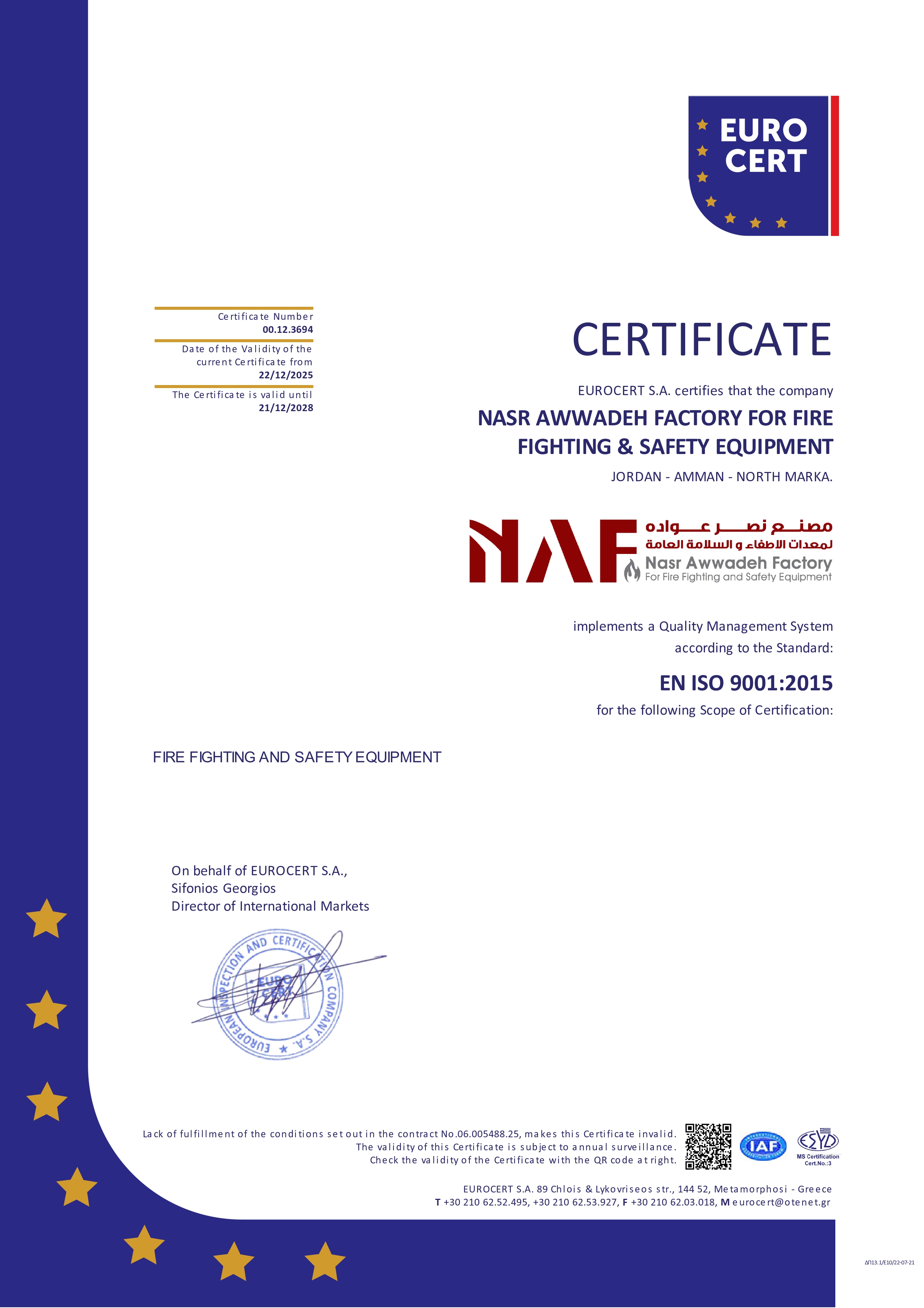 NAF ISO 9001 Certificate page 0001